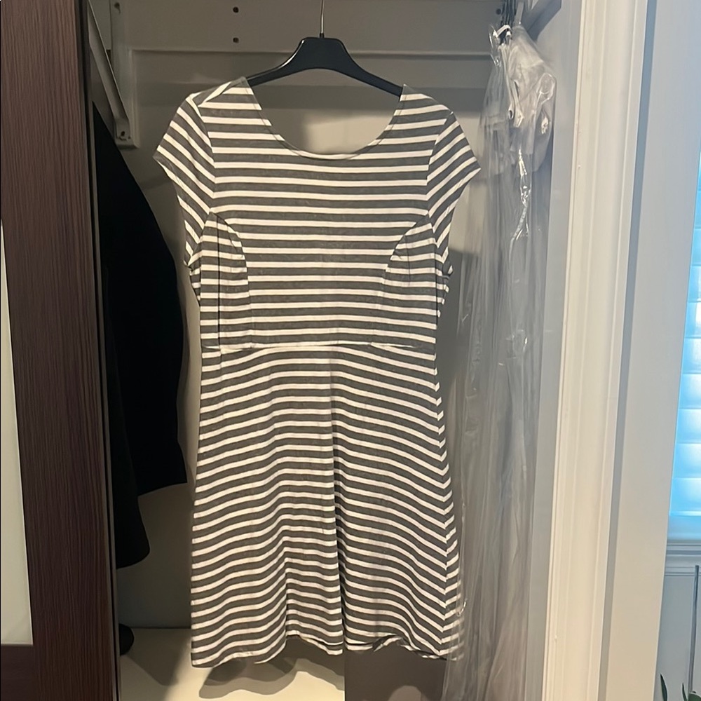 Striped Gray and White Dress
